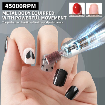 45000RPM Electric Nail File Professional Nail Polishing Machine Rechargeable Low Noise Nail Sander File For Manicure Salon
