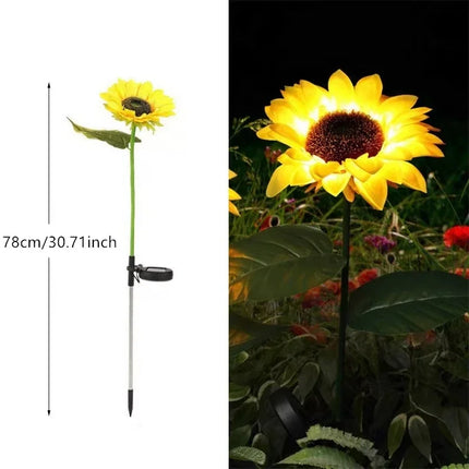 3-Head LED Solar Garden Lights Sunflower Lights Solar Outdoor Lawn Lights Garden Landscape for Porch Landscape Yard Decorations
