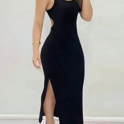 Women's Summer Solid Color Backless Cross-Strap Sexy Dress