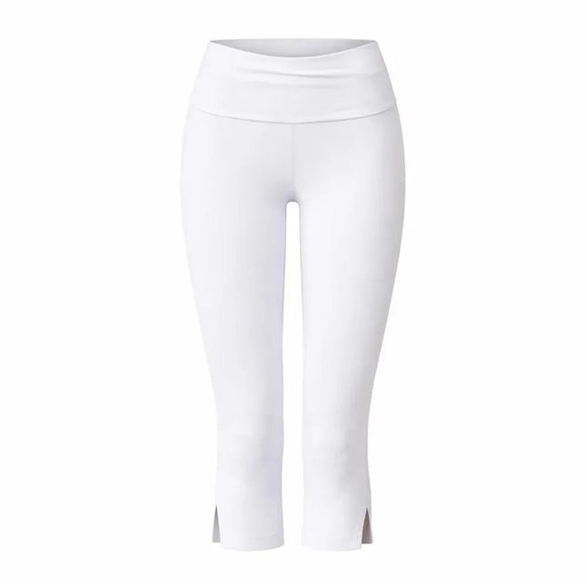 Individuality Low Rise Split Hem Length Skinny Pants Women Solid Fold Over Capri Leggings Casual Summer - product image 7