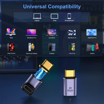 USB4.0 Magnetic Adapter Thunderbolt3 40Gbps 8K@60Hz USB C Data Adapter USB C Male to Female 100W Fast Charging Magnet Converter