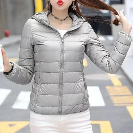 2024New Fashion Female Cold Jacket Women Winter Light White Duck Down Jacket Slim Puffer Jacket Portable Windproof Down Coat Top