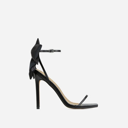 Summer Butterfly-Knot Sandals Square Toe Thin Heels Party Shallow Concise Sweet Buckle Strap Adult Open Pleated Zapatos Mujer