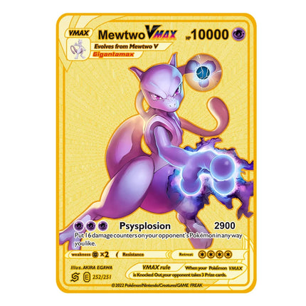 2026 NEW Pokemon Metal Card 10000 Points Arceus Charizard Super Card Golden English Mewtwo Vmax GX EX Anime Collection Card Gift