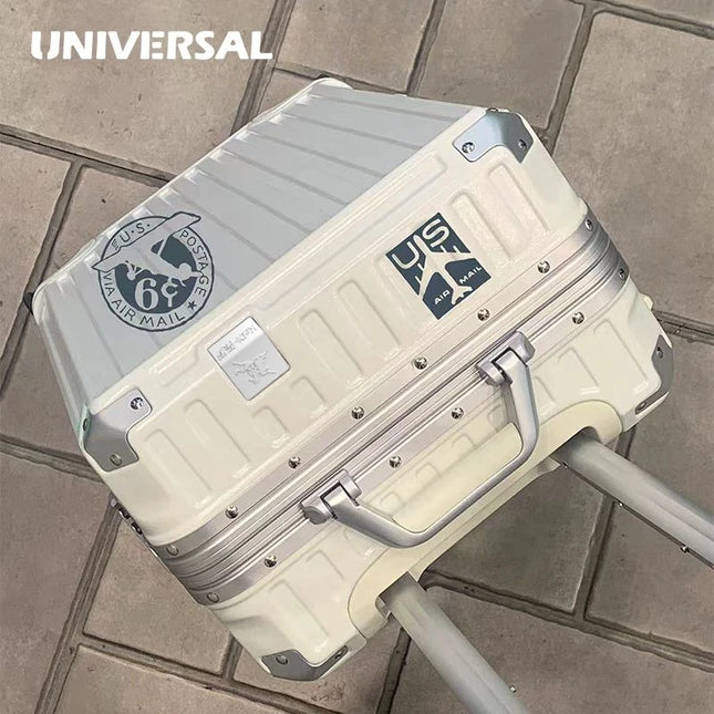 New Ultra Sturdy Aluminum Frame Luggage, 2-Pieces Set 20 22 24 26 28 Inch Carry On Luggage Suitcase Set High Aesthetic Board Case, Universal Wheel Business Travel Box Set, Optional 20-28 Inch