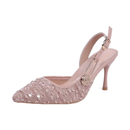 Summer New French Beautiful High Heels Women's Stiletto Pointed Toe Versatile Fashion Baotou High Heel Sandals