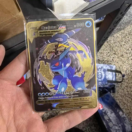 Pokemon Metal Cards in Deutsch Terastal Pikachu Arceus Charizard DIY Trading Flash Card Anime Cartoon Gift