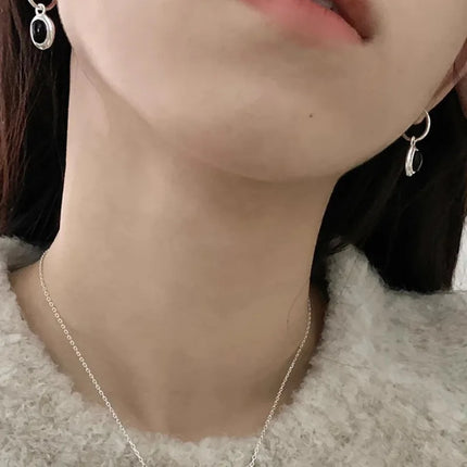 VENTFILLE 925 Sterling Silver Black Agate Rotund Earrings For Women Girl Originality Design Korean Jewelry Party Gifts Dropship