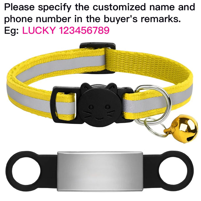 Customized Pet Collar Reflective Cat Collars Free Engraved Puppy Kitten Pet ID Nameplate Necklace With - product image 7