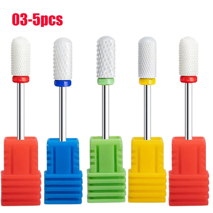 5pcs Ceramic Nail File Drill Bit, Suitable for Removing Gel and Cuticle, Nail Polishing, Professional Nail Tool