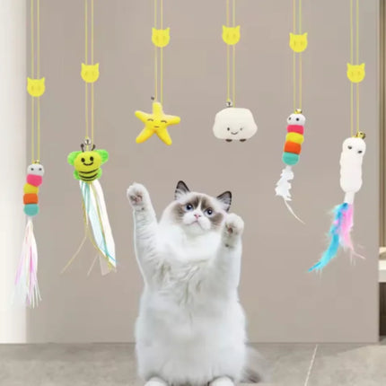 New Cat Hanging Cat Toy Hanging Door Elastic Rope Cat Stick Feather Pet Supplies For Cats And Dogs