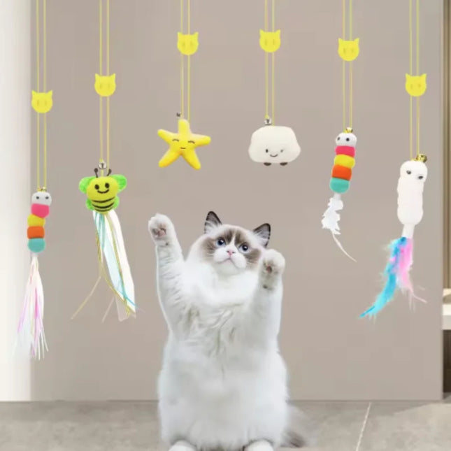 New Cat Hanging Cat Toy Hanging Door Elastic Rope Cat Stick Feather Pet Supplies For Cats And Dogs