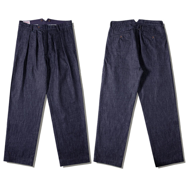 Red Tornado Plissierte Jeanshose Hohe Taille Locker Passend Vintage Stil Herren Neapel Hose