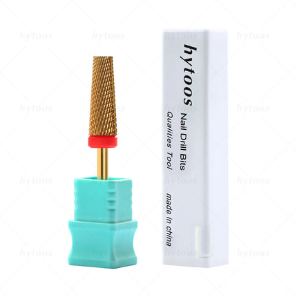 HYTOOS 5 in 1 Nail Drill Bits 16mm Flat Top Tapered Carbide Nail Bit Remove Gel Tool Electric Drills File Manicure Accessories