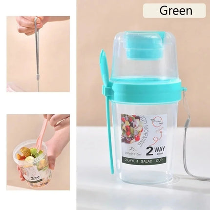 Portable Salad Cup Breakfast Cup Food Stratification Yogurt Cereal Oatmeal Snacks Parfait Containers Fruit Box Cup With Lid Fork