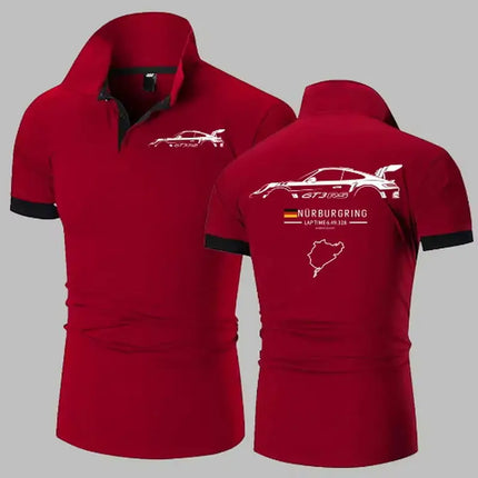 911 GT3 RS Heavyweight Polo Shirt | Nürburgring Track F1 Polos Shirts Men's Solid Color High Quality Short Sleeve Polo TShirt