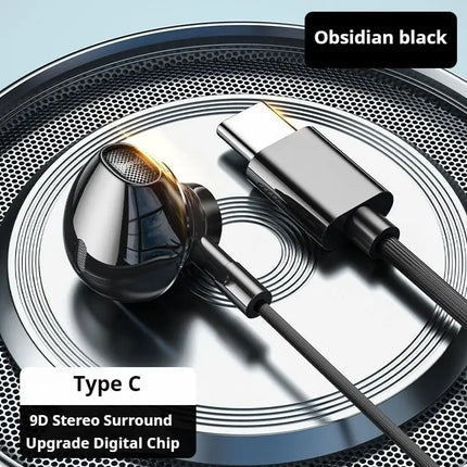 USB-C&3.5mm Headphones HiFi Bass Stereo Volume Control Headset In HD Mic Wired Earbuds For IPhone15-17/Samsung - product imag