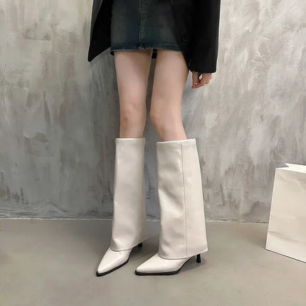 New Western Cowboy Boots Women Fashion Slip-On Long Pipe Boots Female Sexy Thin High Heel Trend Knee High Botas 2025
