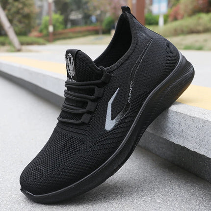 Men's Fashionable Solid Woven Knitted Running Shoes - Lightweight, Breathable, Non-Slip - Perfect Sports Shoes for Outdoors