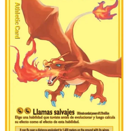 999999 Points HP Pokemon Metal Card Charizard Golden Metal Super Cards English Card Mewtwo Vmax Mega Anime Game Collection Gifts