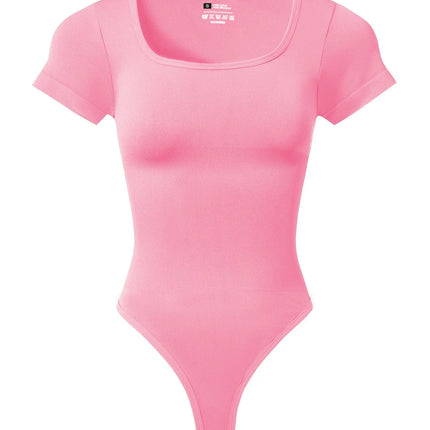 Women Plus Size Square Neck Short Sleeve Bodysuit Tummy Control Body Shaper Seamless Slimming Fashion Shapewear Jumpsuit