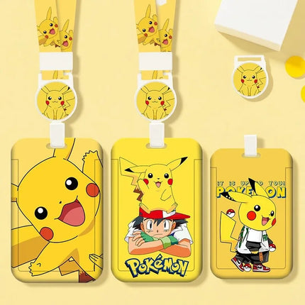 Pokemon Anime Pikachu Card Holder Kawaii ID Card Bank Card Subway Bus Card Cartoon Student ID Boy Girl Work Badge Card Holder