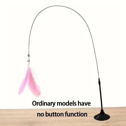 Cat Teaser Toy - Interactive Bell & Feather Wand - Long Suction Cup Pole for Exciting Playtime Adventures - product image fro