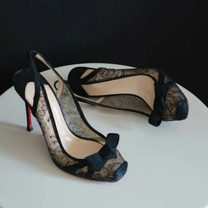 Spring And Summer New Pointed Shallow Lace Mesh Breathable Shoes Thin High-Heeled Banquet Dress Women'S Shoe