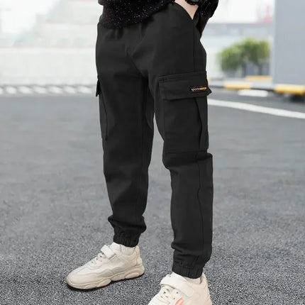 5-14Y Boys Jeans Pants Spring Kids Wide Leg Straight Trousers Autumn Loose-Fit Casual Trousers Children's Trendy Sweatpants