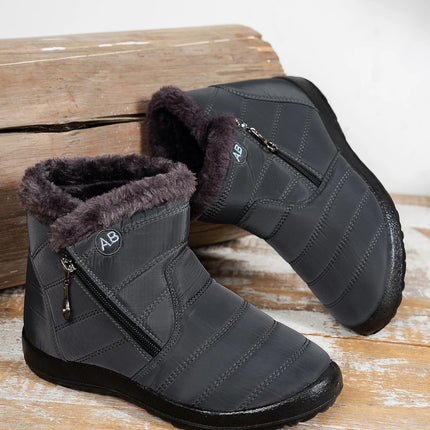 Women's Winter Snow Boots Faux Fur Lined Waterproof Ankle Booties Side Zipper Warm Outdoor Short Boots for Cold Weather