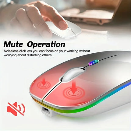 Wireless Mouse 2.4GHz Bluetooth Rechargeable Mouse Quiet Ergonomic Gaming Mouse With USB Backlight 1600DPI Mouse - product im