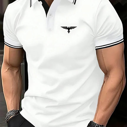 Simple Fashion Contrast Color Polo Shirts For Men Summer Casual Short Sleeve 3D Printed Polo Shirt Loose Breathable Basic Tees