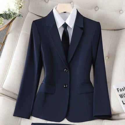 Women Suit Set Spring Summer Office Blazer Skirt Formal Workwear Hotel Receptionist Outfit