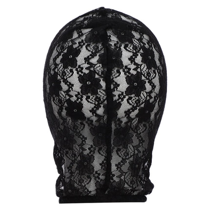 Black Hood Face Covering Lace Mask Women Men Cosplay Halloween Cosplay Identity Concealment Prop Facial Cover-up Masquerade Mask