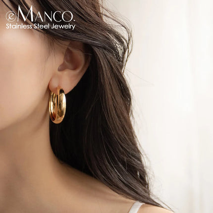 EManco Stainless Steel Ear Hoop Earrings Women Earrings Men Punk Hiphop Gift Fashion Jewelry Piercing Accessories