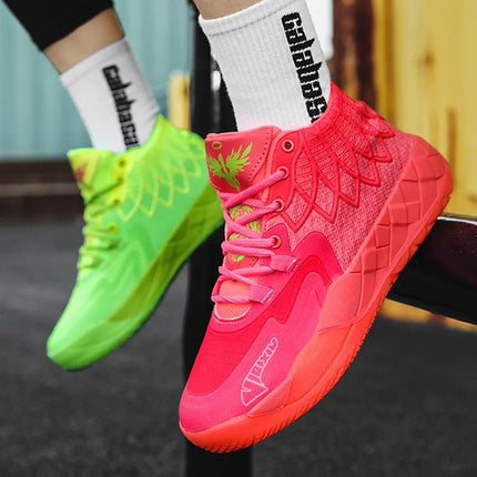 Men's Platform Sneakers Anti-Slip Thick Sole High Top Lace-up Running Basketball Shoes Knitted Fabric Sports Shoes Male Trainers