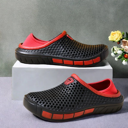 Men's lightweight casual slip-on sandals, non-slip indoor and outdoor beach clogs, simple solid color slip-on shoes