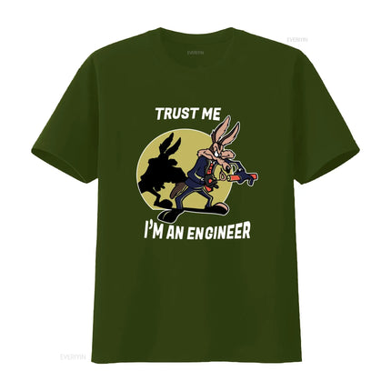 Trust Me I'm An Engineer Coyote Cartoon T Shirt for Men Casual Loose Fit vintage Washed Stylish Top For Everyday Wear fashion