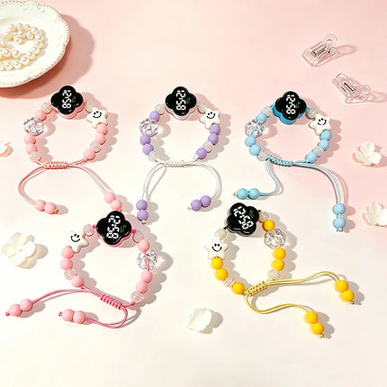 Macaron Beaded Cute Bracelet Watch for Girls New High-Appeal Colorful Bead Creative Children Watches Sweet Kids Gift Wristwatch
