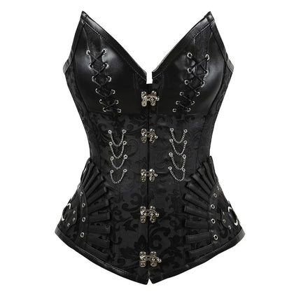 Steampunk Overbust Corset Retro Gothic Clothing Women Clubwear Bustiyer Corselet