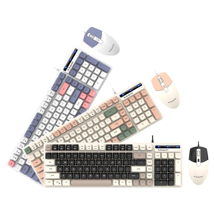 K-Snake KM100 Wired Fashion Keyboard and Mouse Set USB Laptop Office Universal Keyboard and Mouse Set - product image from BS