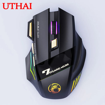 UTHAI GW-X7 Laptop Accessories 7-Key Double Tap Free 2.4G Silent Rechargeable Colorful Breathing Light Wireless Gaming Mouse