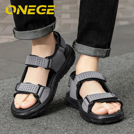 A Pair of Men's Simple Summer Sandals, Wear-Resistant, Non-Slip Beach Shoes, Non-Slip Outdoor Anti-Odor Slippers, Simple, Trendy, Comfortable and Sporty
