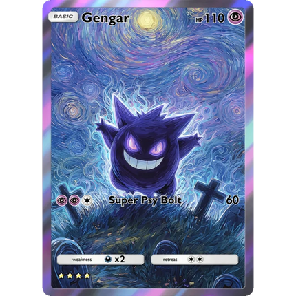 Pokemon Cards Gengar PTCG Shining Rare Holographic Cards Collection Creativity Game Anime Flash Cards Pokemon Card Gift
