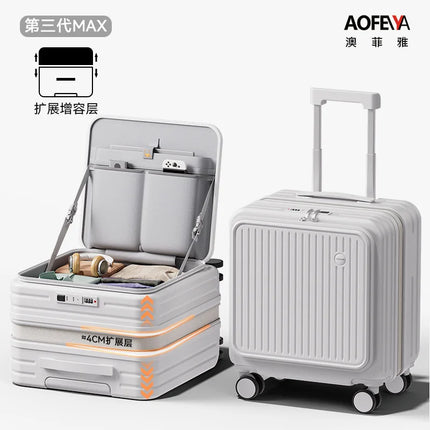 Front Opening Luggage 18 20 Inch Carry On Suitcase Lightweight Spinner Wheels Mini Travel Trolley Case with Laptop Compartment