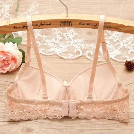 Fashion Mesh Lace Deep V Bra Embroidered Flowers Sweet Wireless Bra Women Underwear Intimates Thick Padded Bra Daily