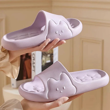 Cartoon Cute Rabbit Thick Bottom Home Slippers Women's Summer Comfortable Soft Cloud EVA Slippers Woman Candy Color Couple Slide