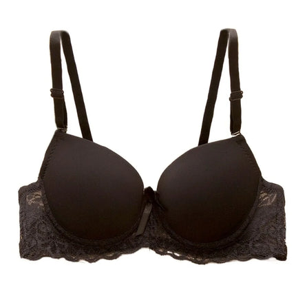 Fashion Mesh Lace Deep V Bra Embroidered Flowers Sweet Wireless Bra Women Underwear Intimates Thick Padded Bra Daily