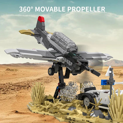 1233PCS MOC Indiana Jones Crusade Fighter Building Blocks Compatible Lego Vintage Jungle Airplane Movie Prop  Birthday Toy Gift