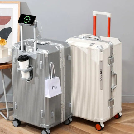 2026 New Aluminum Frame Luggage, Large Capacity Durable Trolley Suitcase for Men Women, Carry On Travel Suitcase